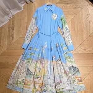Alemais Blue Print Shirt Dress